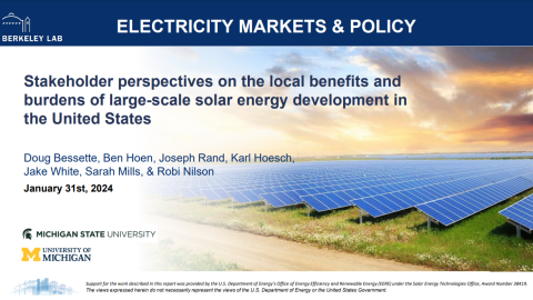 Stakeholder perspectives on the local benefits and burdens of large-scale solar energy development in the United States