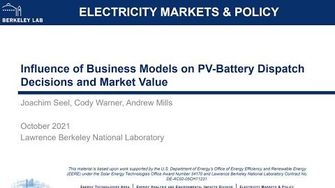 Influence of Business Models on PV-Battery Dispatch Decisions and Market Value