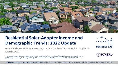 Residential Solar-Adopter Income and Demographic Trends: 2022 Update