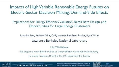  Impacts of High Variable Renewable Energy Futures on Electric-Sector Decision Making: Demand-Side Effects