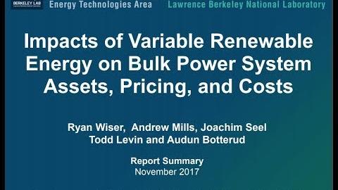 Impacts of Variable Renewable Energy on Bulk Power System Assets, Pricing, and Costs