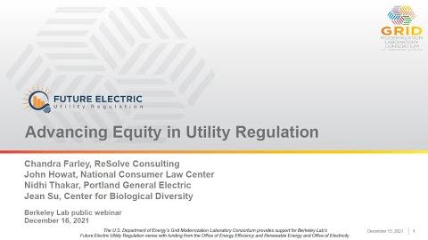  Advancing Equity in Utility Regulation