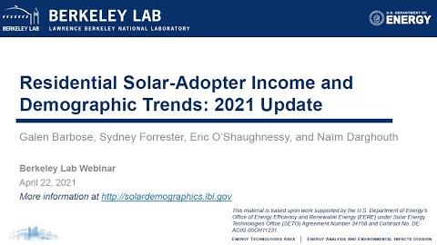 Residential Solar-Adopter Income and Demographic Trends: 2021 Update
