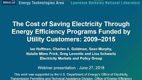 The Cost of Saving Electricity Through Energy Efficiency Programs Funded by Utility Customers: 2009–2015
