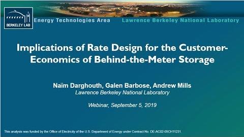 Implications of Rate Design for the Customer-Economics of Behind-the-Meter Storage