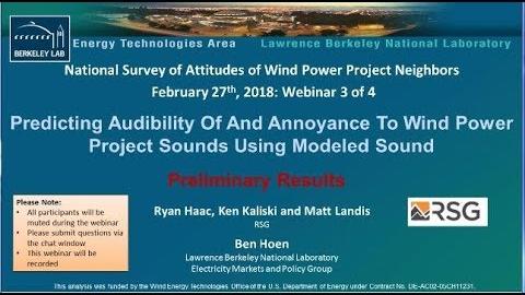 Predicting Audibility of and Annoyance to Wind Project Sounds Using Modeled Sound 