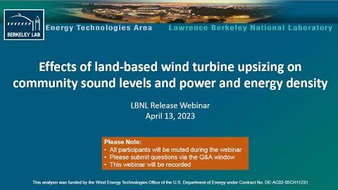 Effects of land-based wind turbine upsizing on community sound levels and power and energy density